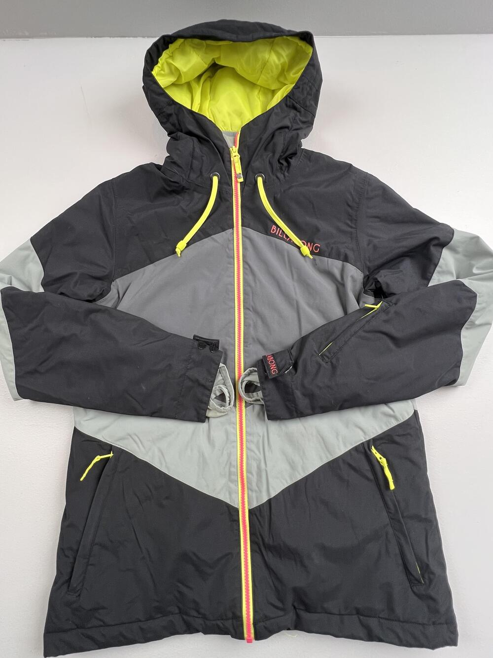 Billabong Jacket Womens Large Black Gray Ski Snowboard Insulated Waterproof